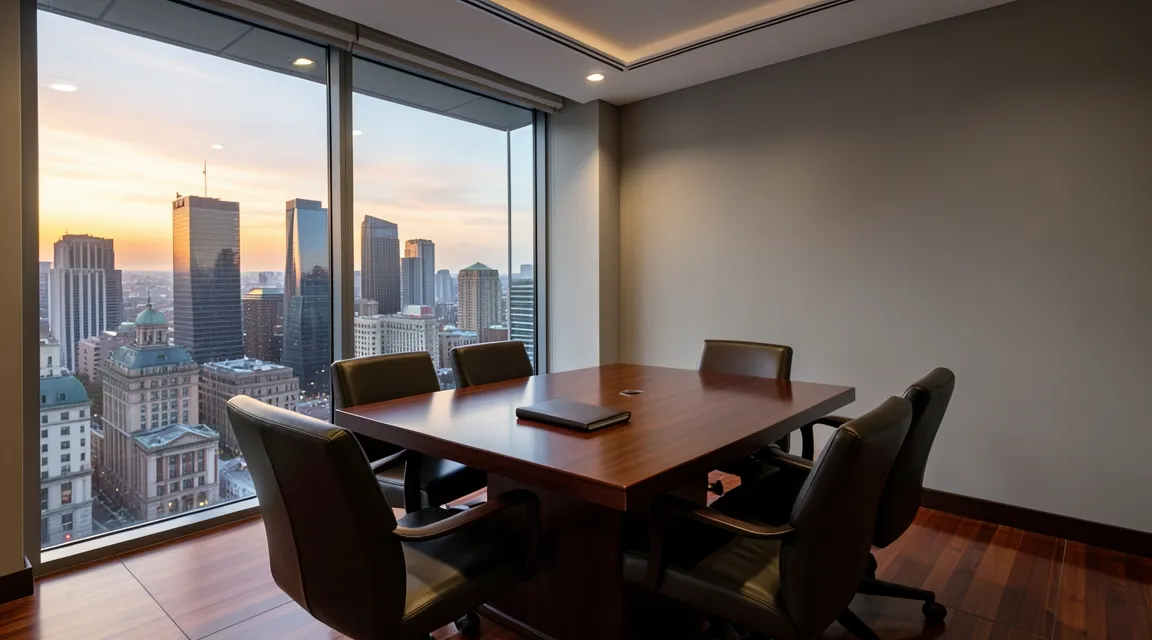 Sophisticated law office meeting room symbolizing professional legal representation.